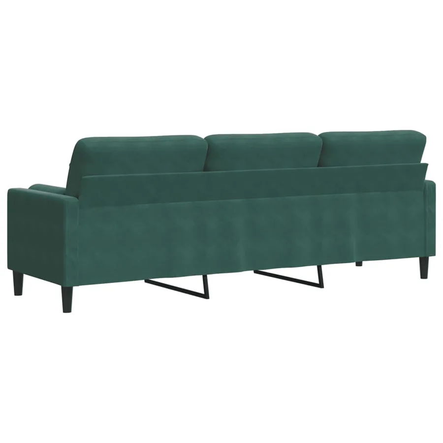 Canapé 3 places avec oreillers vert foncé 210 cm velours - 5