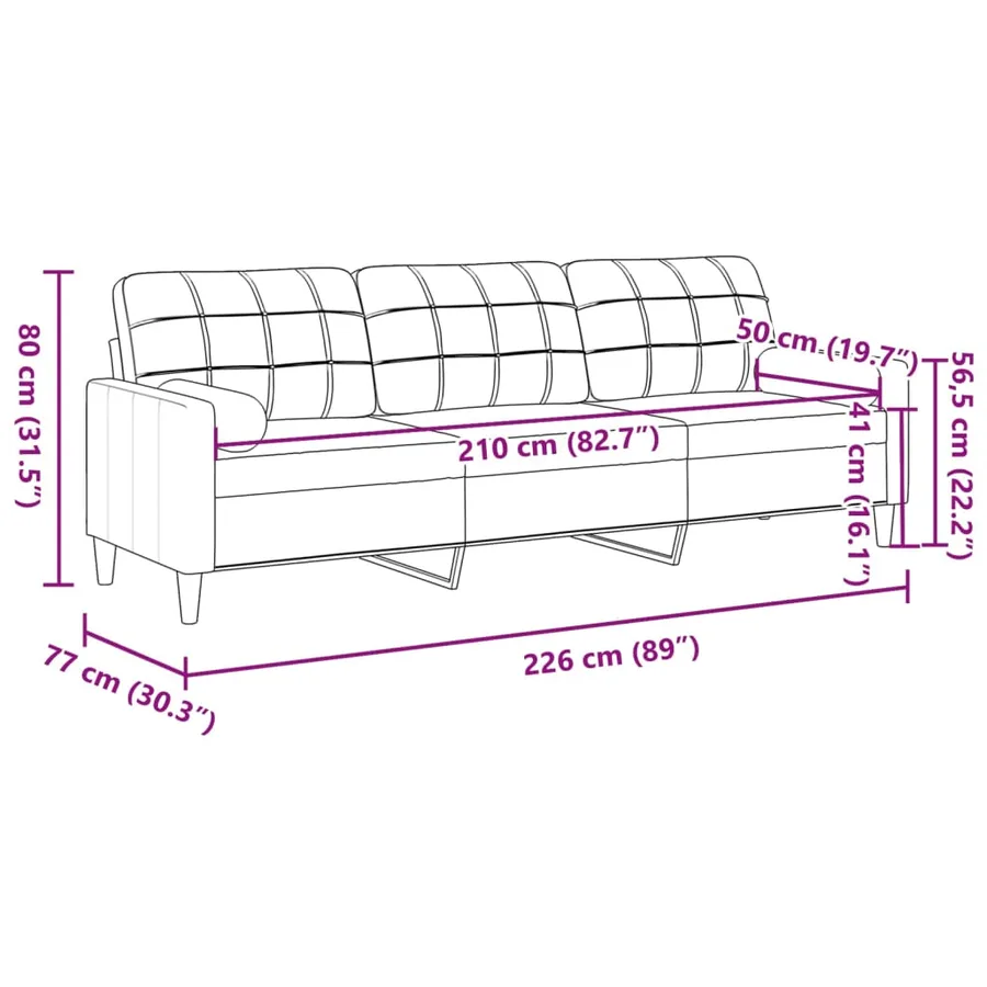 Canapé 3 places avec oreillers vert foncé 210 cm velours - 7