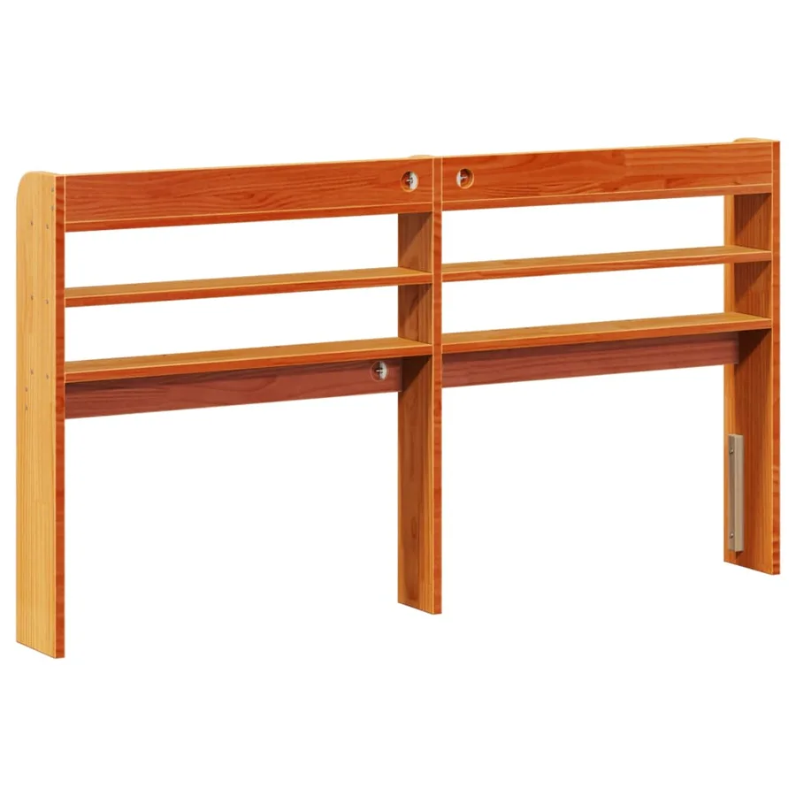 Tête de lit avec étagères marron cire 150 cm bois massif de pin - 5