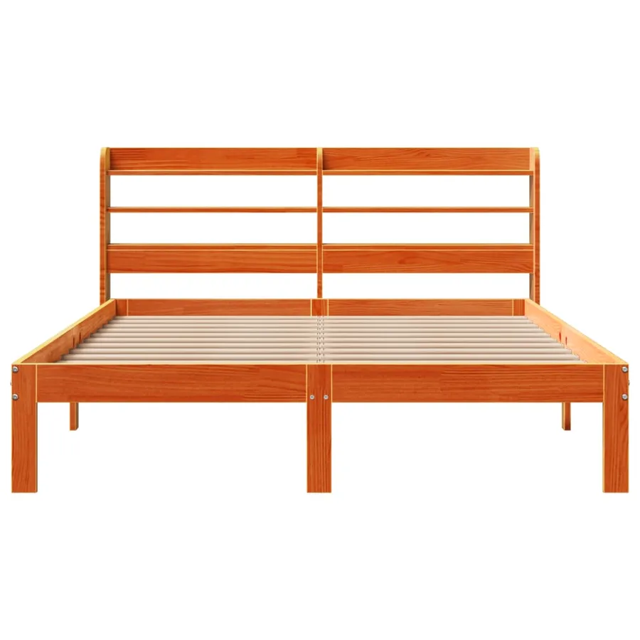 Cadre de lit sans matelas cire marron 135x190cm bois pin massif - 4