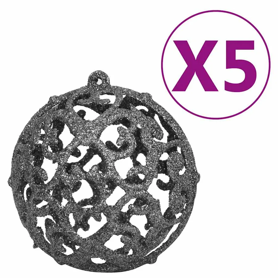 Arbre de Noël artificiel pré-éclairé et boules noir 120 cm PVC - 9