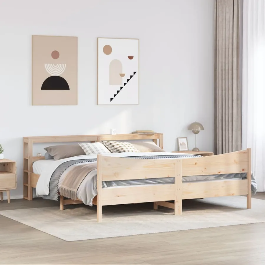 Cadre de lit avec tête de lit 180x200 cm bois de pin massif - 3