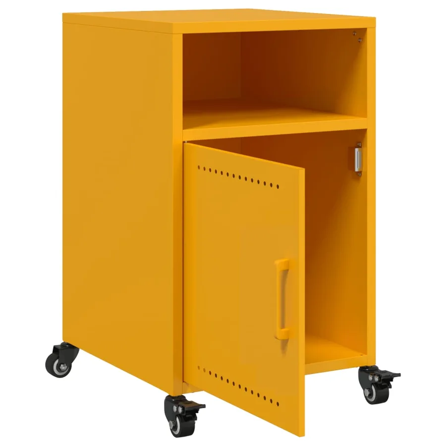 Table de chevet jaune moutarde 36x39x59 cm acier - 10
