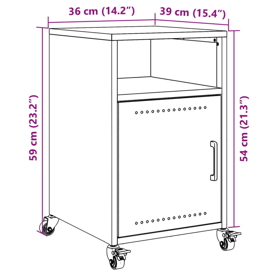Table de chevet jaune moutarde 36x39x59 cm acier - 14