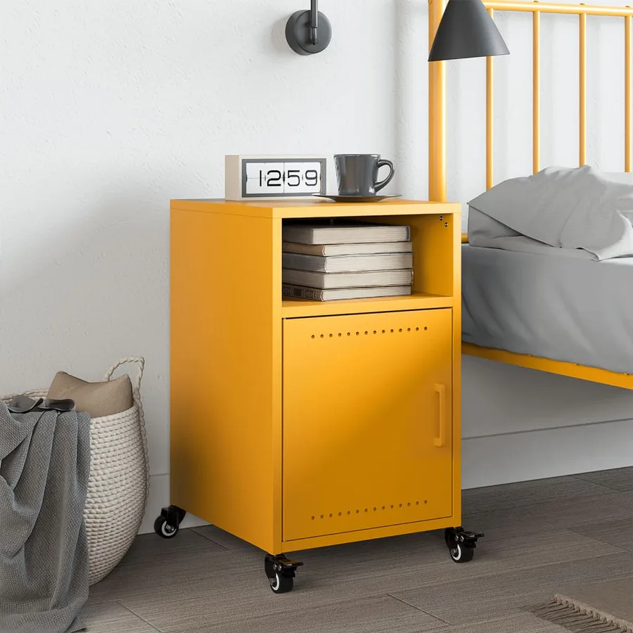 Table de chevet jaune moutarde 36x39x59 cm acier - 3