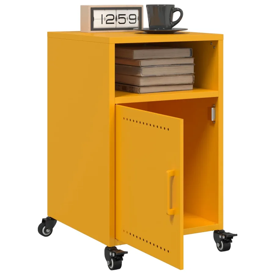 Table de chevet jaune moutarde 36x39x59 cm acier - 4