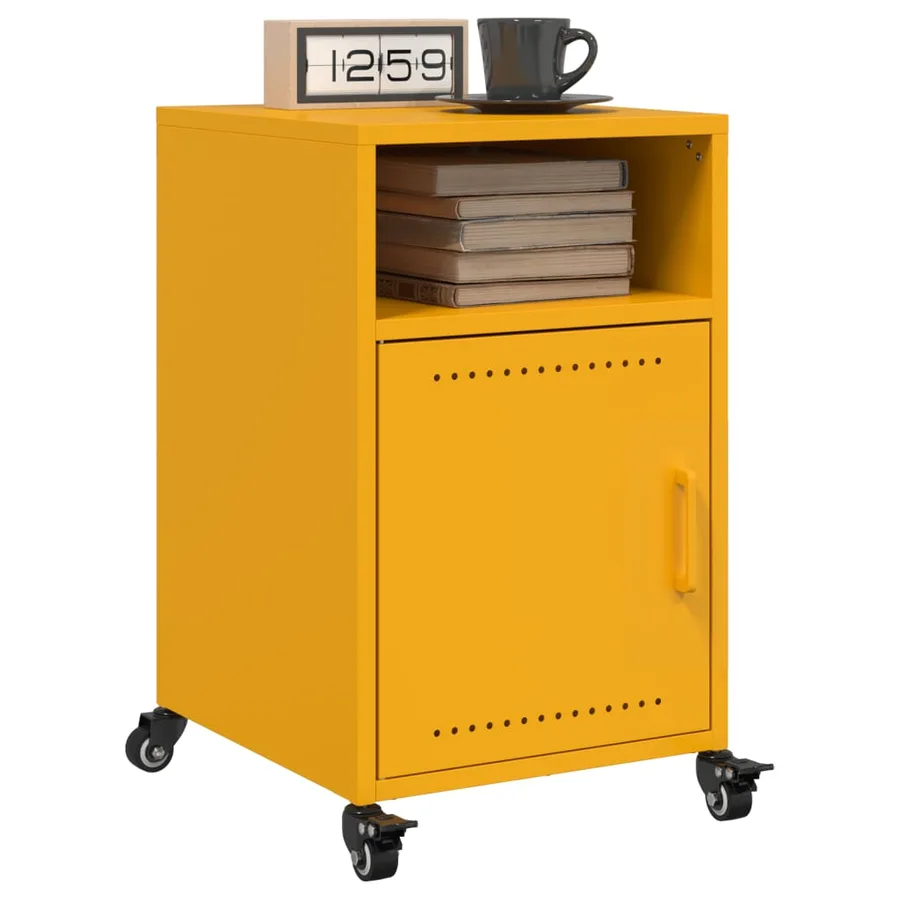 Table de chevet jaune moutarde 36x39x59 cm acier - 5