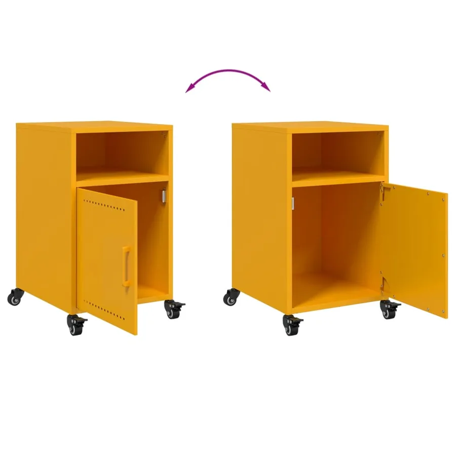 Table de chevet jaune moutarde 36x39x59 cm acier - 9