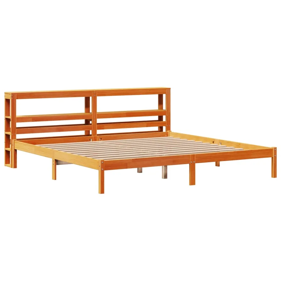 Cadre de lit et tête de lit sans matelas cire marron 200x200 cm - 3