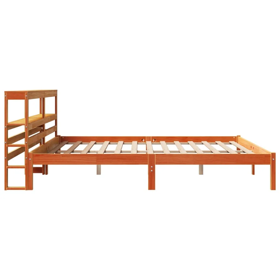 Cadre de lit et tête de lit sans matelas cire marron 200x200 cm - 5