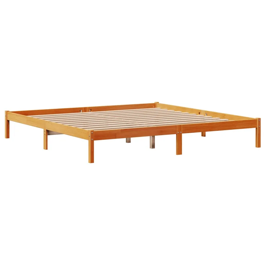 Cadre de lit et tête de lit sans matelas cire marron 200x200 cm - 8