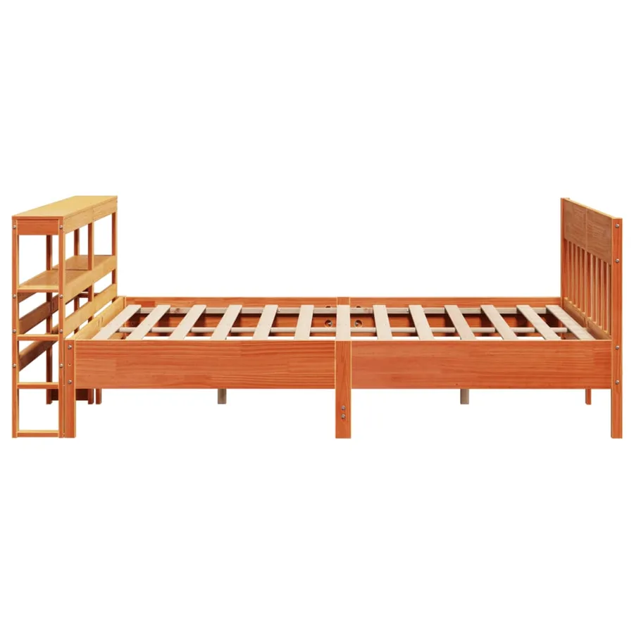 Cadre de lit sans matelas cire marron 200x200cm bois pin massif - 5