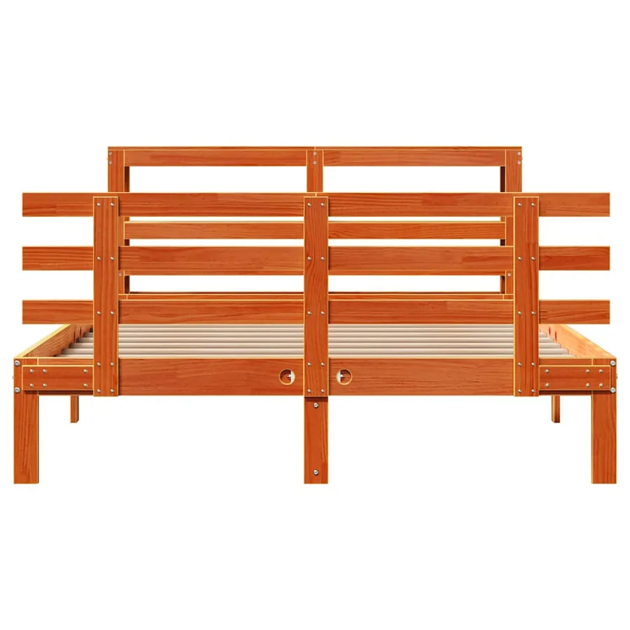 Cadre de lit et tête de lit sans matelas cire marron 150x200 cm - 5
