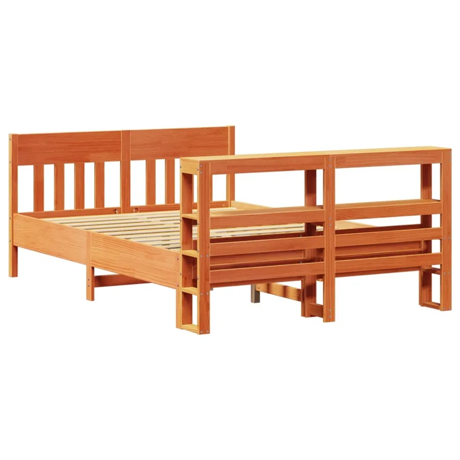 Cadre de lit sans matelas cire marron 150x200cm bois pin massif - 6