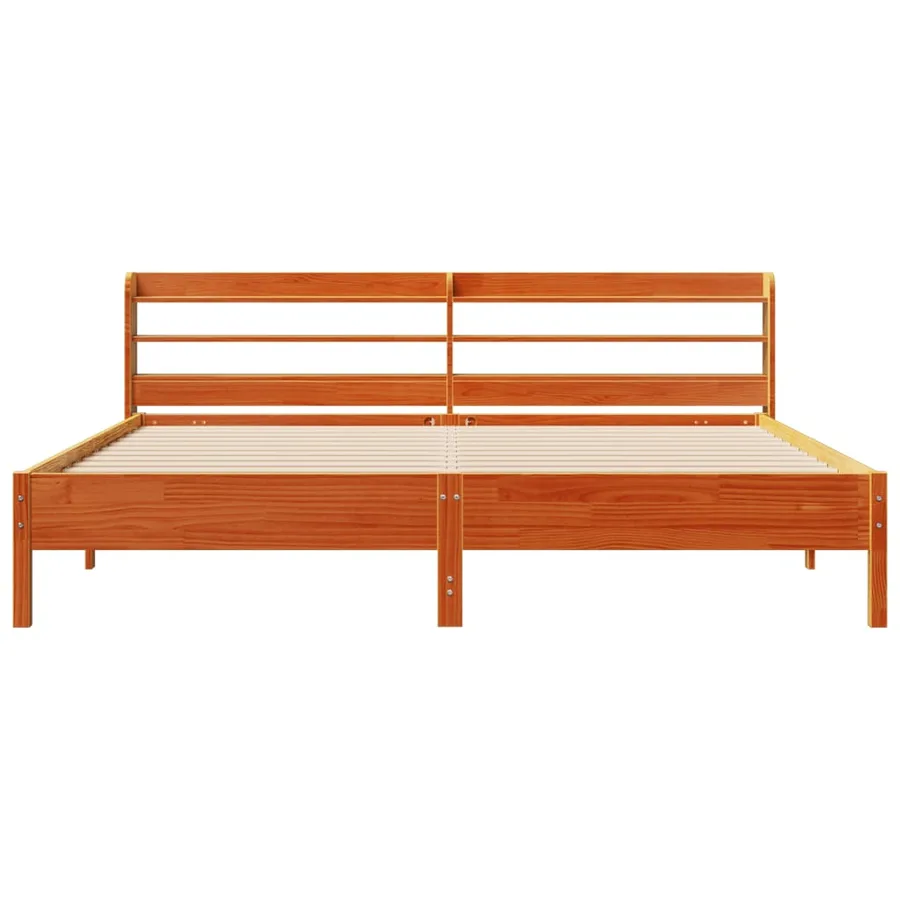 Cadre de lit sans matelas cire marron 180x200cm bois pin massif - 4