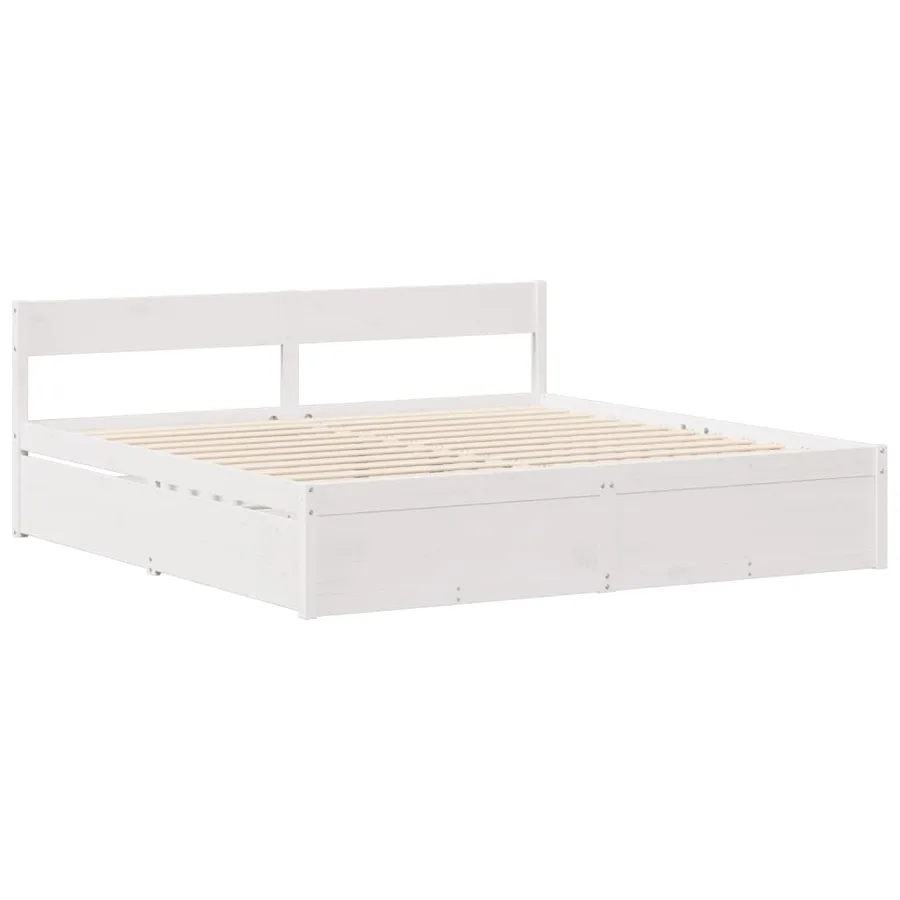 Cadre de lit sans matelas blanc 180x200 cm bois massif de pin - 5