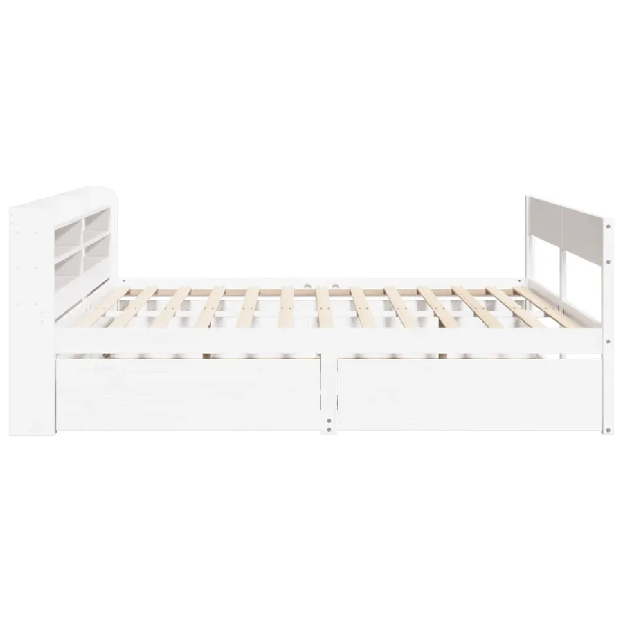 Cadre de lit sans matelas blanc 180x200 cm bois massif de pin - 7