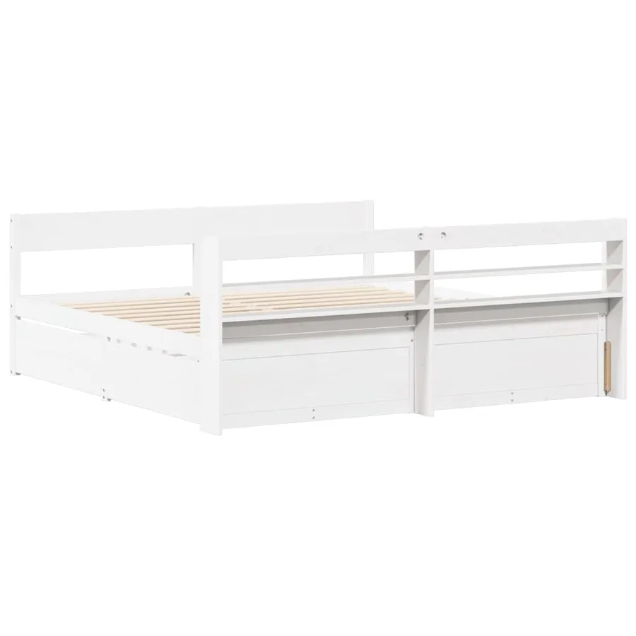Cadre de lit sans matelas blanc 180x200 cm bois massif de pin - 8