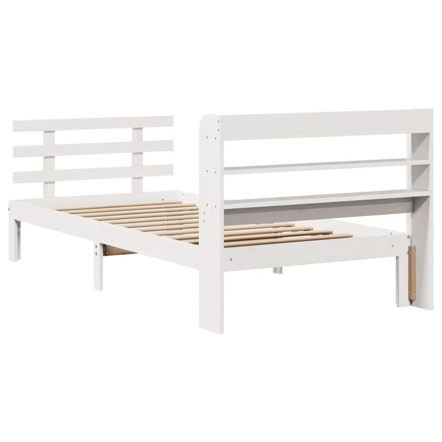 Cadre de lit avec tête de lit sans matelas blanc 90x200 cm - 8