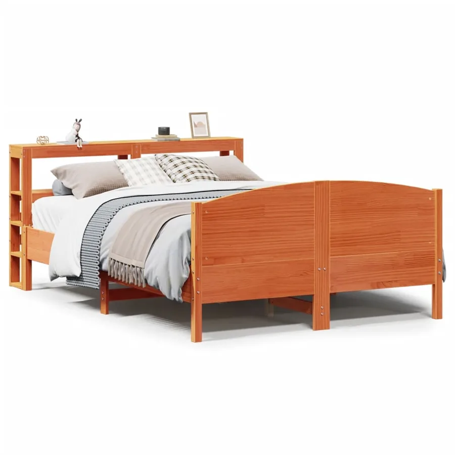 Cadre de lit sans matelas cire marron 160x200cm bois pin massif - 2