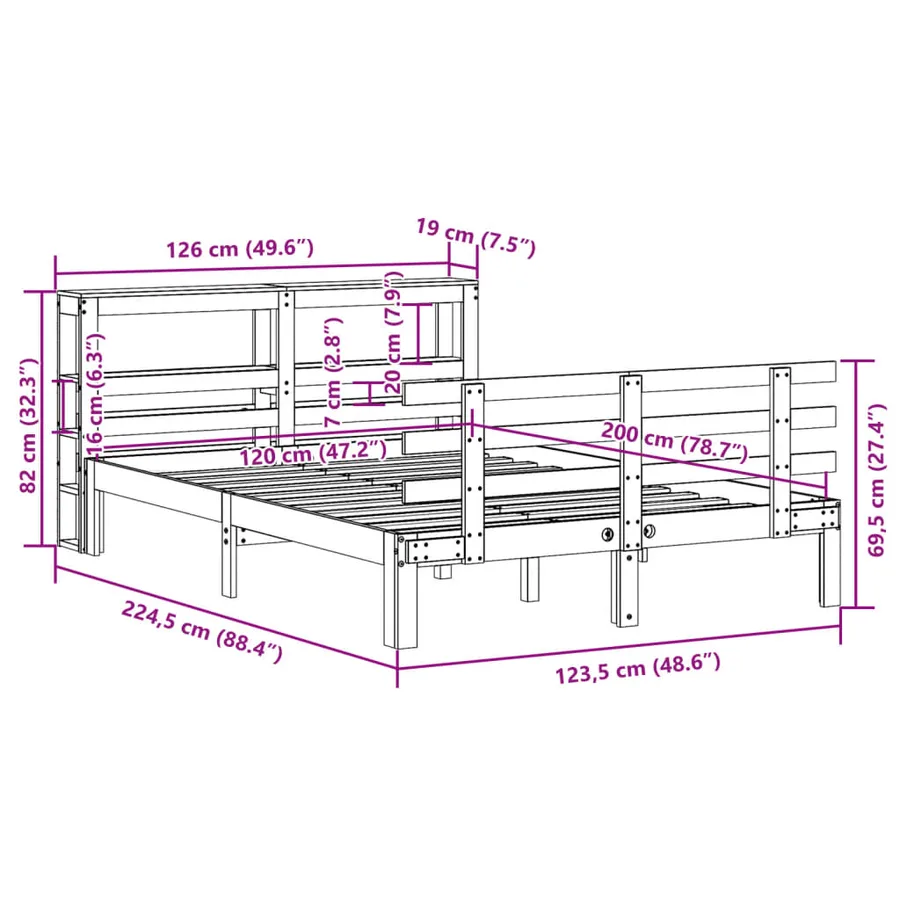 Cadre de lit avec tête de lit sans matelas 120x200 cm - 11
