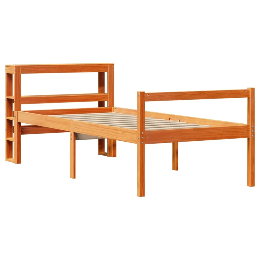 Cadre de lit avec tête de lit sans matelas cire marron 75x190cm - 3