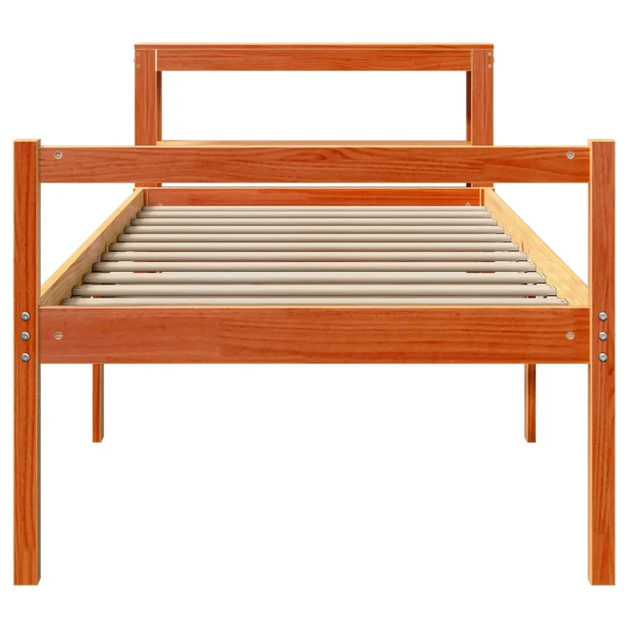 Cadre de lit avec tête de lit sans matelas cire marron 75x190cm - 4