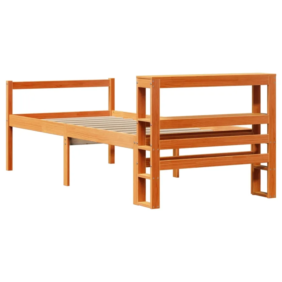 Cadre de lit avec tête de lit sans matelas cire marron 75x190cm - 6