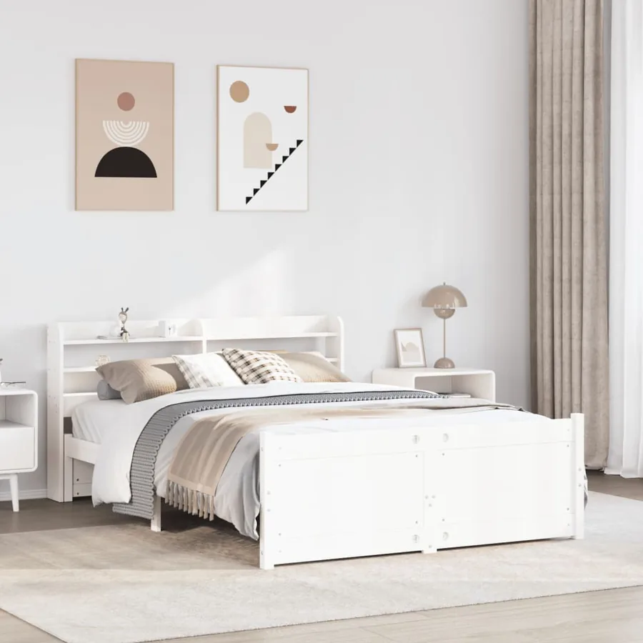 Cadre de lit avec tête de lit sans matelas blanc 120x190 cm