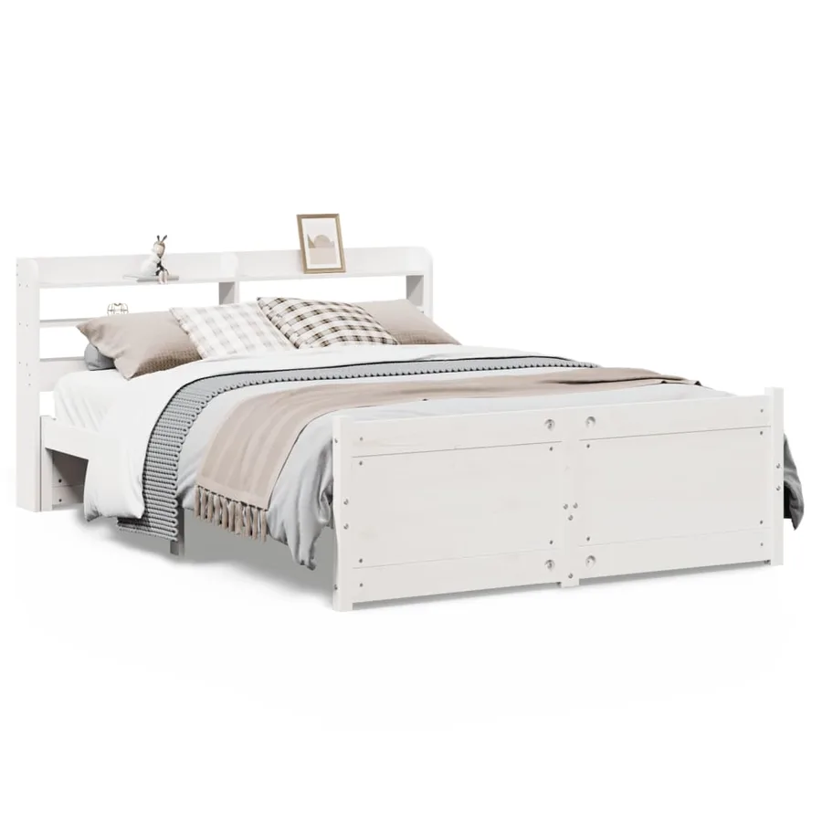 Cadre de lit avec tête de lit sans matelas blanc 120x190 cm - 2