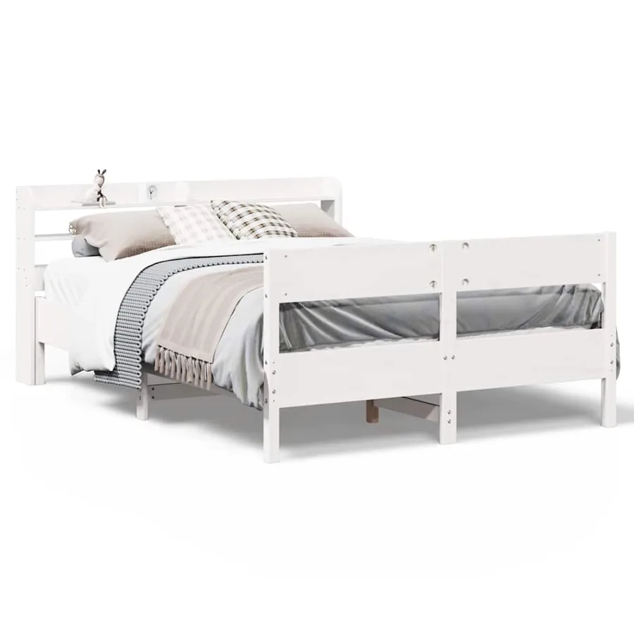 Cadre de lit sans matelas blanc 120x190 cm bois de pin massif - 2