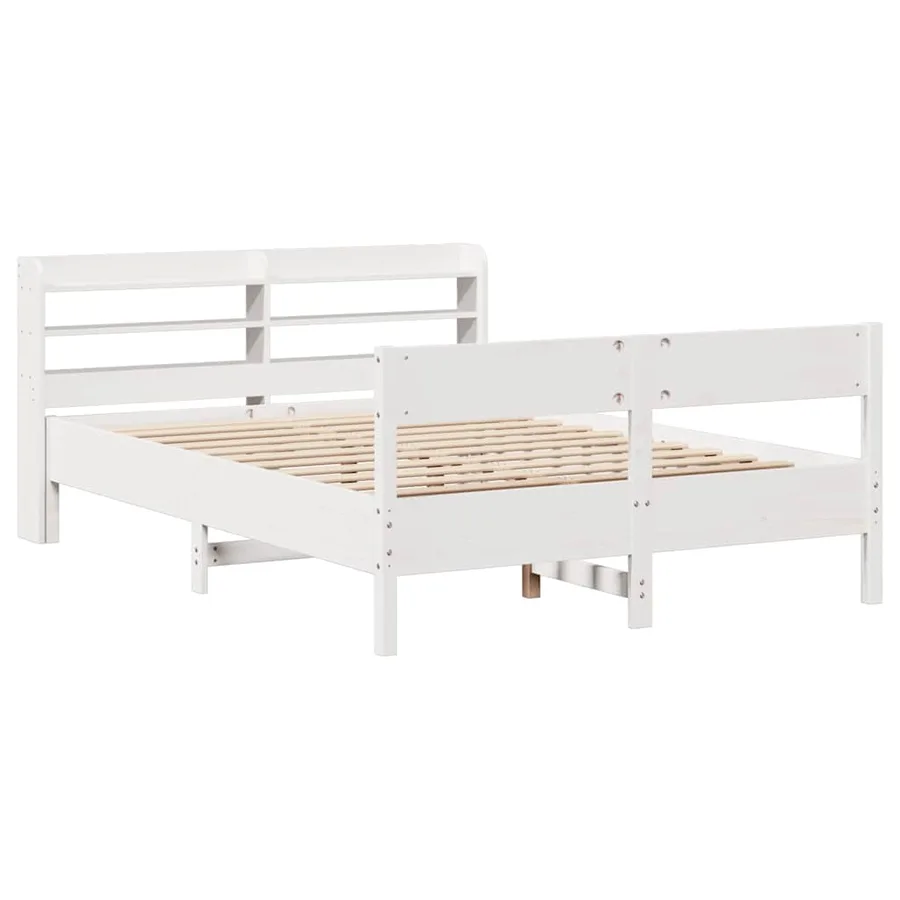 Cadre de lit sans matelas blanc 120x190 cm bois de pin massif - 3