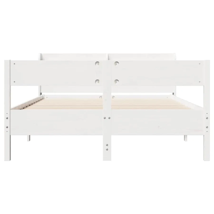 Cadre de lit sans matelas blanc 120x190 cm bois de pin massif - 4