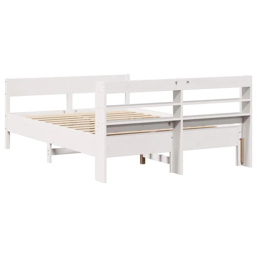 Cadre de lit sans matelas blanc 120x190 cm bois de pin massif - 6