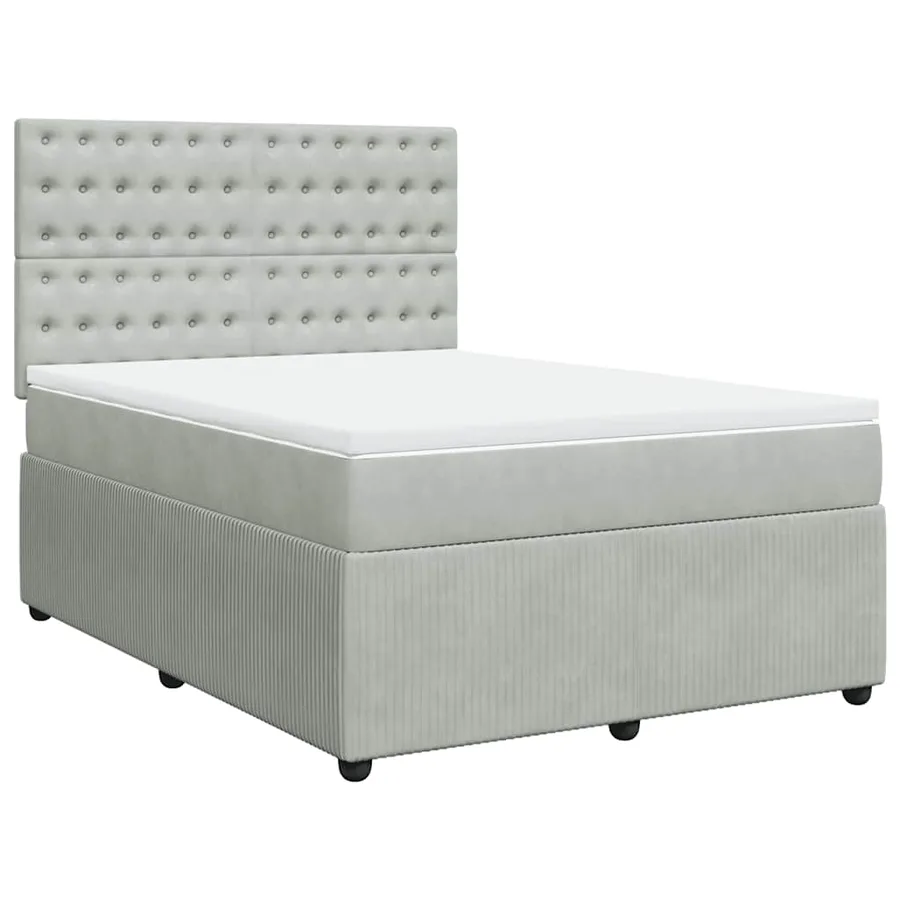 Sommier à lattes de lit et matelas Gris clair 160x200cm Velours - 2