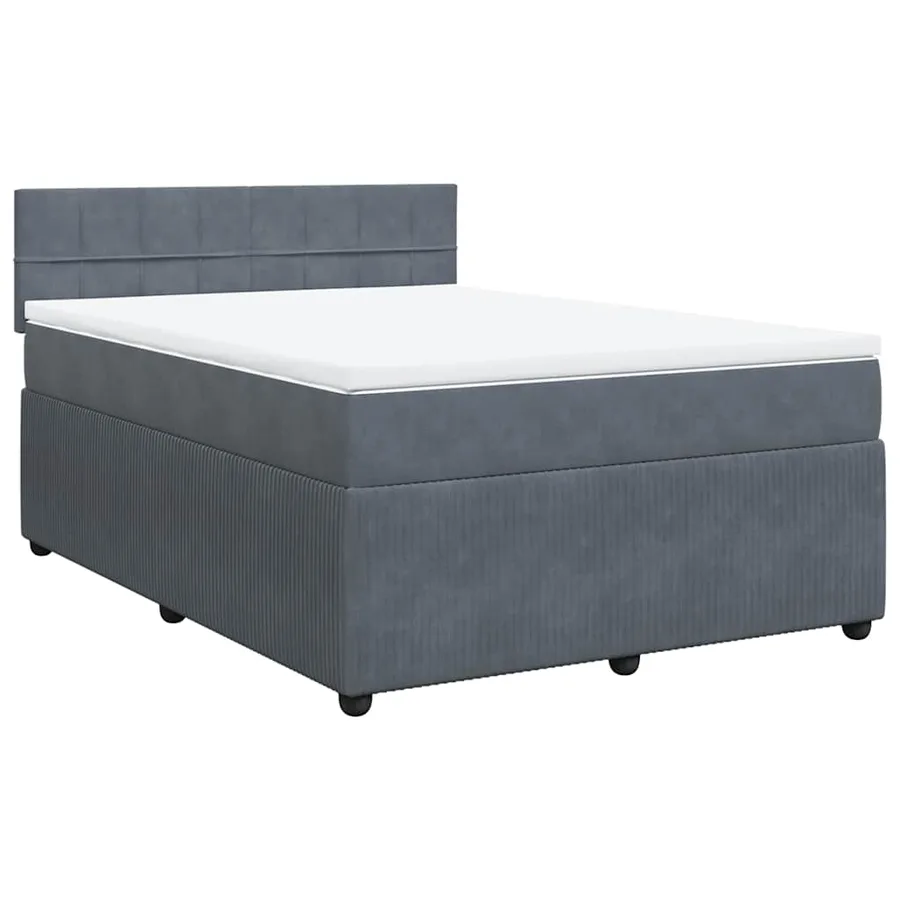 Sommier à lattes de lit et matelas Gris foncé 160x200cm Velours - 3