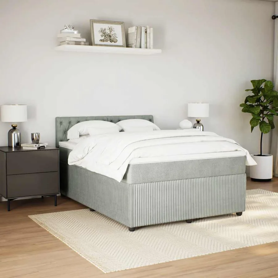 Sommier à lattes de lit et matelas Gris clair 160x200cm Velours - 4