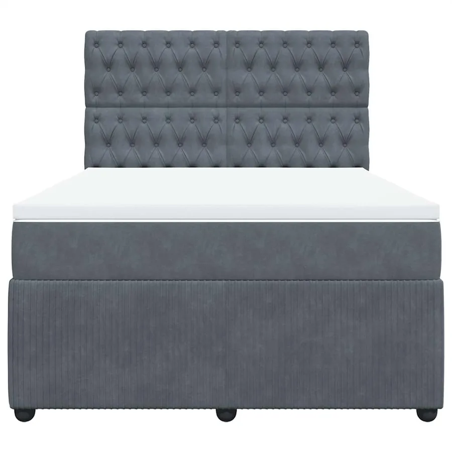Sommier à lattes de lit et matelas Gris foncé 160x200cm Velours - 4