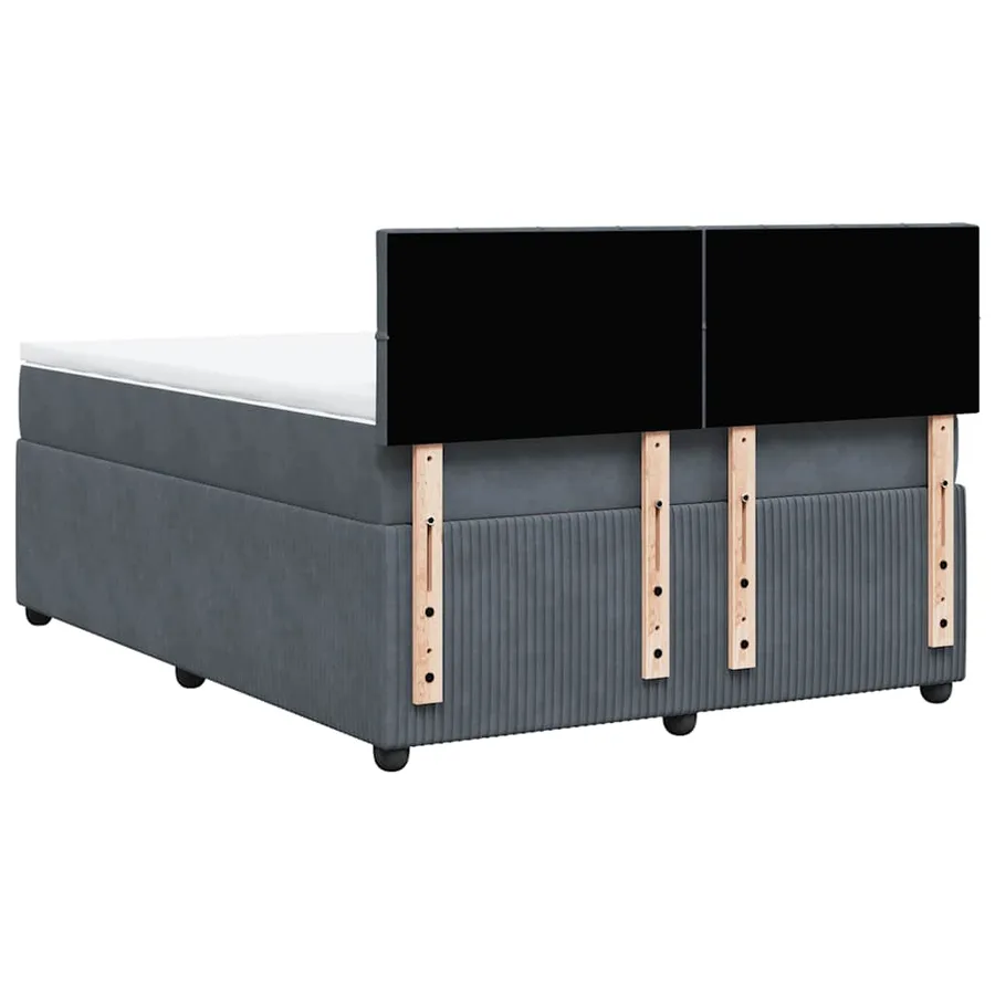 Sommier à lattes de lit et matelas Gris foncé 160x200cm Velours - 10