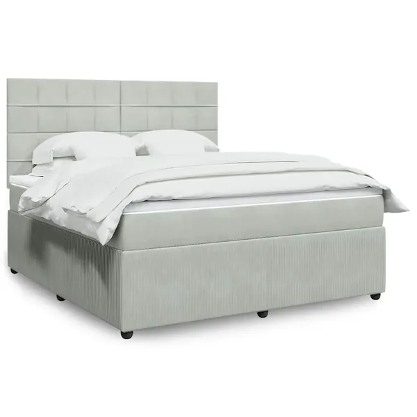Sommier à lattes de lit et matelas Gris clair 180x200cm Velours