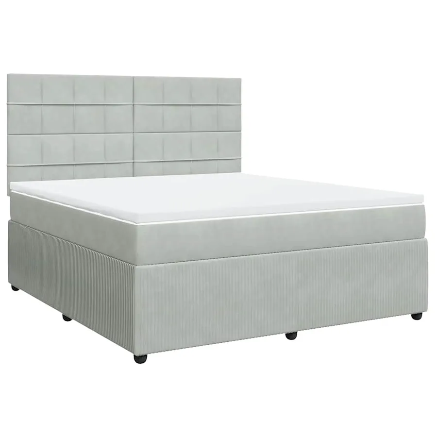 Sommier à lattes de lit et matelas Gris clair 180x200cm Velours - 2