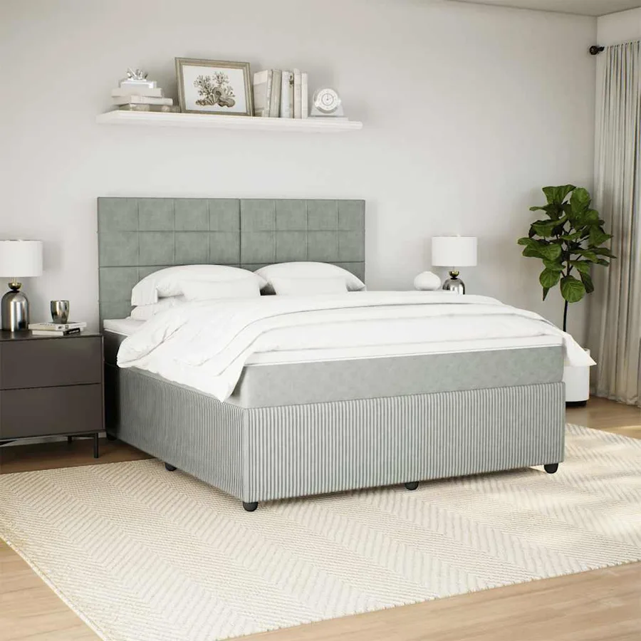 Sommier à lattes de lit et matelas Gris clair 180x200cm Velours - 3
