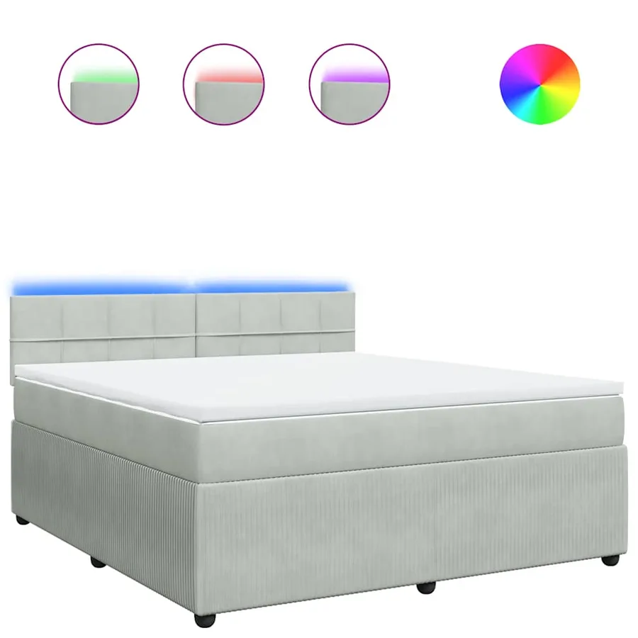 Sommier à lattes de lit et matelas Gris clair 180x200cm Velours - 2
