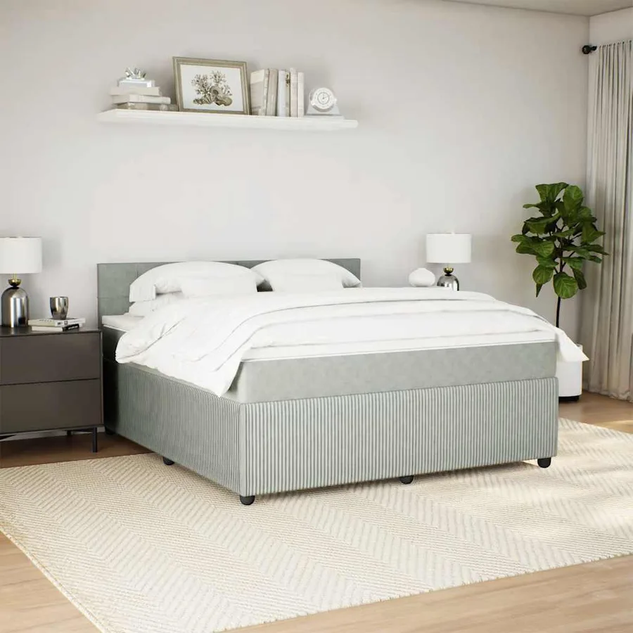 Sommier à lattes de lit et matelas Gris clair 180x200cm Velours - 4