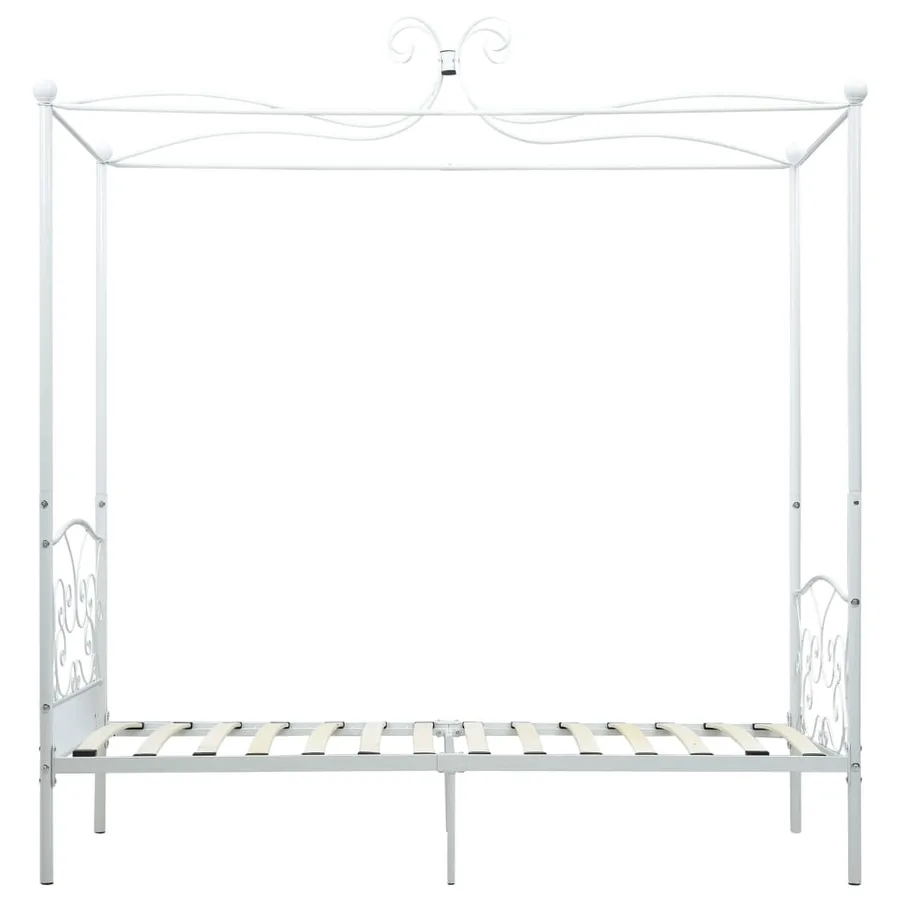 Cadre de lit à baldaquin Blanc Métal 100 x 200 cm - 4