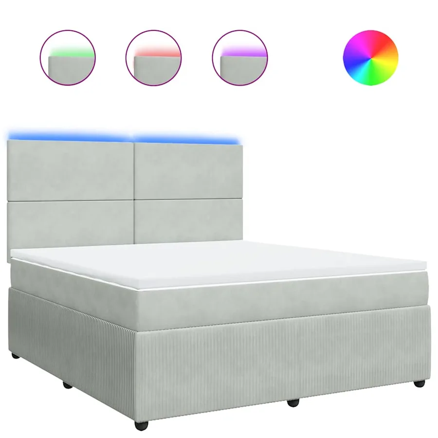 Sommier à lattes de lit et matelas Gris clair 180x200cm Velours - 2