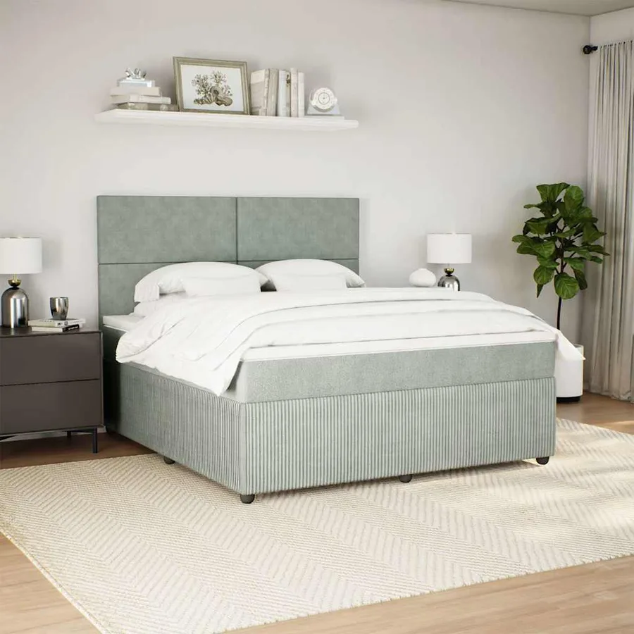 Sommier à lattes de lit et matelas Gris clair 180x200cm Velours - 5
