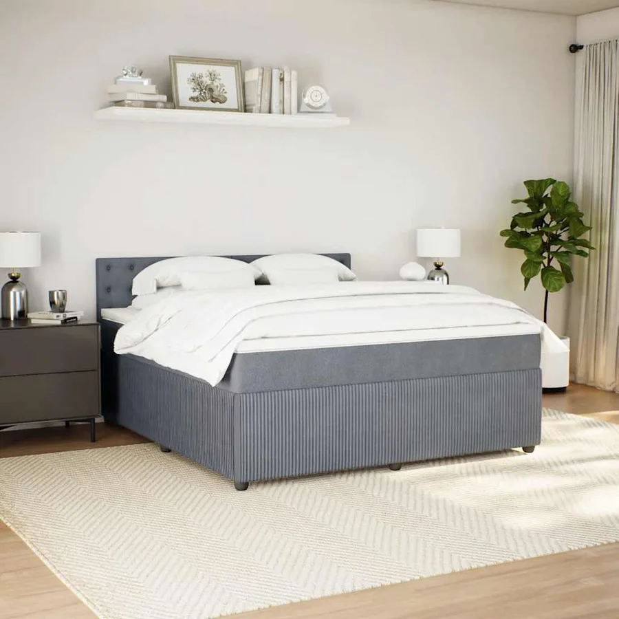 Sommier à lattes de lit et matelas Gris foncé 180x200cm Velours - 4