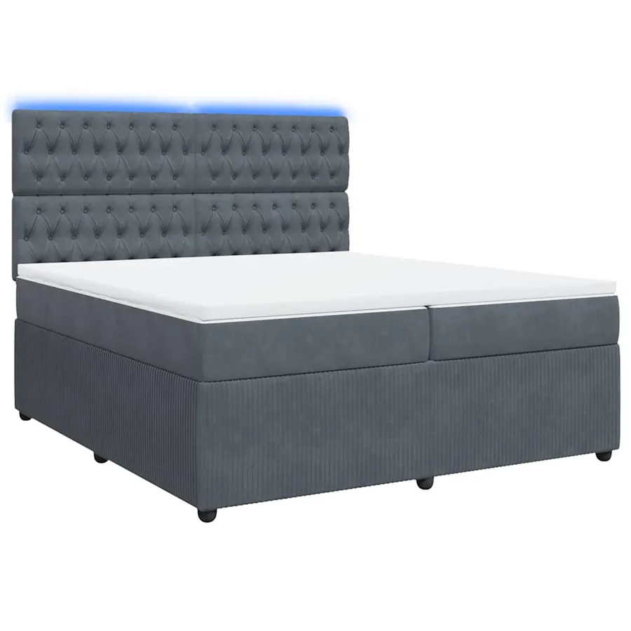 Sommier à lattes de lit et matelas Gris foncé 200x200cm Velours - 3