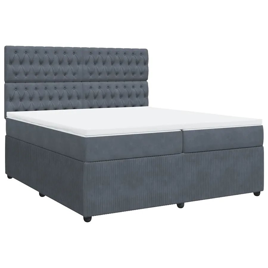 Sommier à lattes de lit et matelas Gris foncé 200x200cm Velours - 6